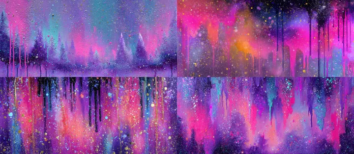 Neon-style Christmas postcard with stardust, heavy