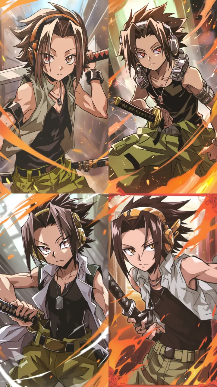 Yoh Asakura from Shaman King, Holding a katana, in