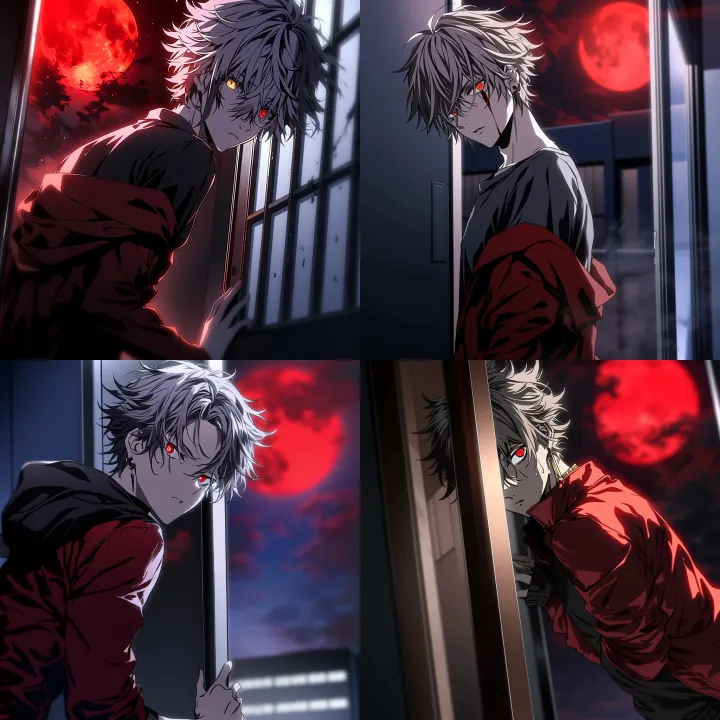A young man, 20 years old, with short silver hair,