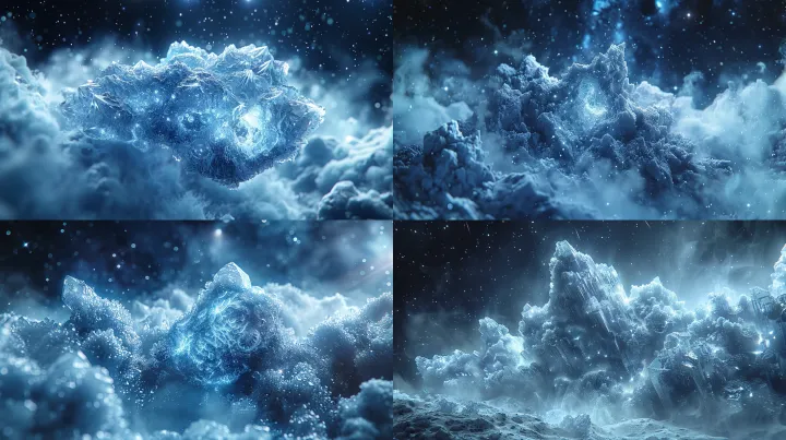 macro cinematic close-up of a comet’s icy surface 