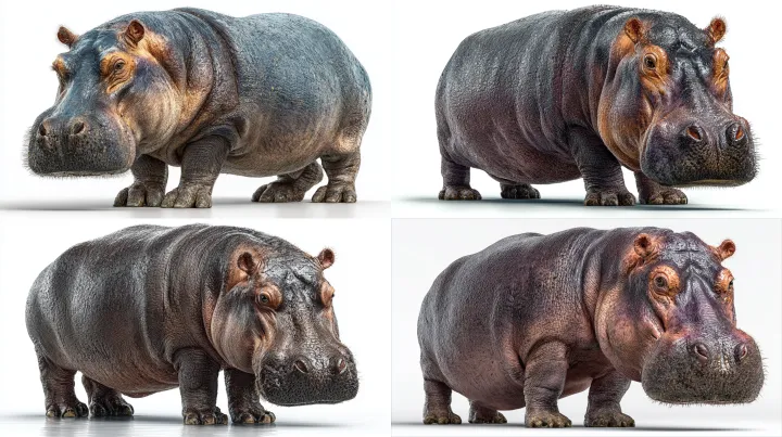 Hippopotamus Isolated on White, photo-realistic,ul