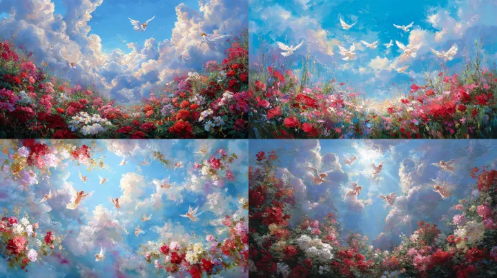 A majestic oil painting in the style of a religiou