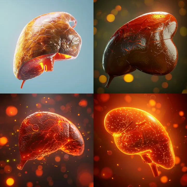 3d render of a human liver, getting affected by fa