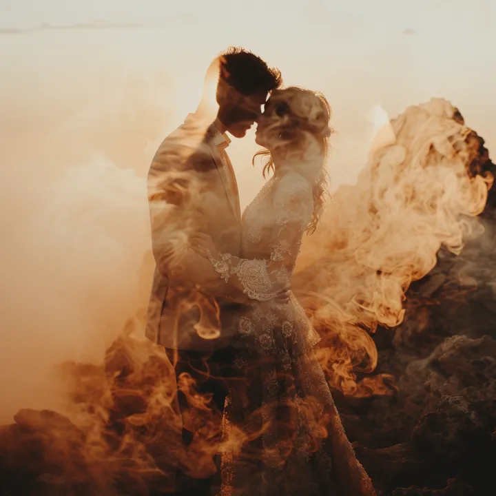 double exposure photo of a man seen from behind in