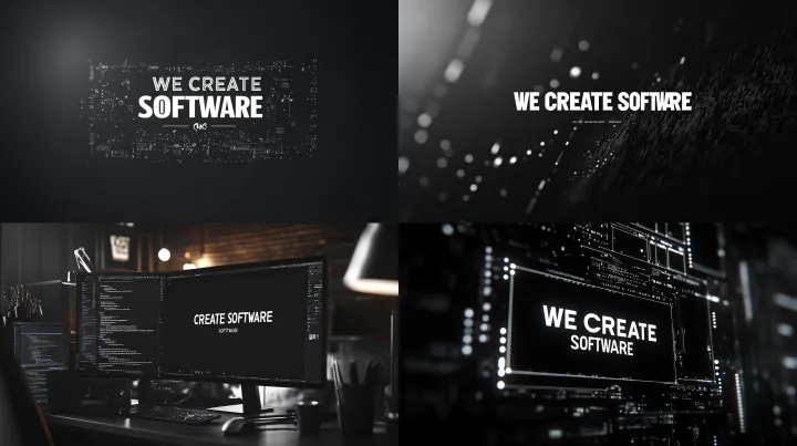 create a black background with white title "WE CRE