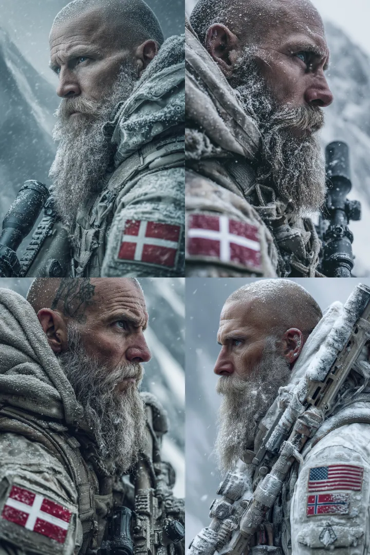 a photo style snapshop of a bearded, bald viking-t