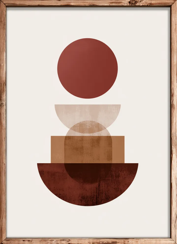 minimalist, boho japandi-style shapes poster in da