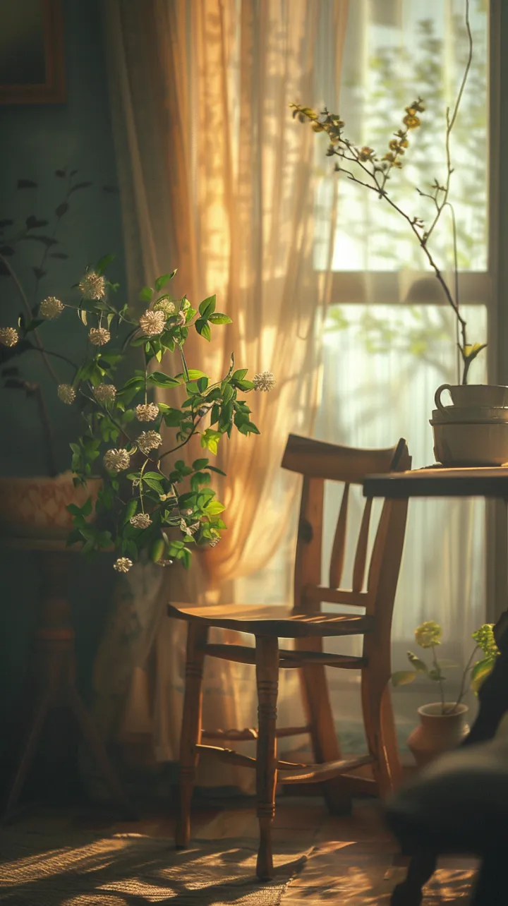 [배경 키워드], early morning soft light, calm atmospher
