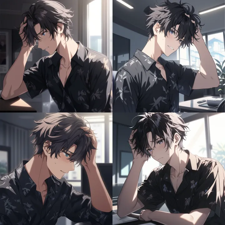 A handsome 20 year old man with short black hair, 