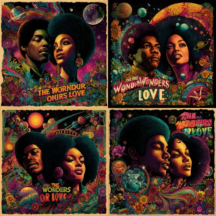 bright and happy retro album cover for album entit