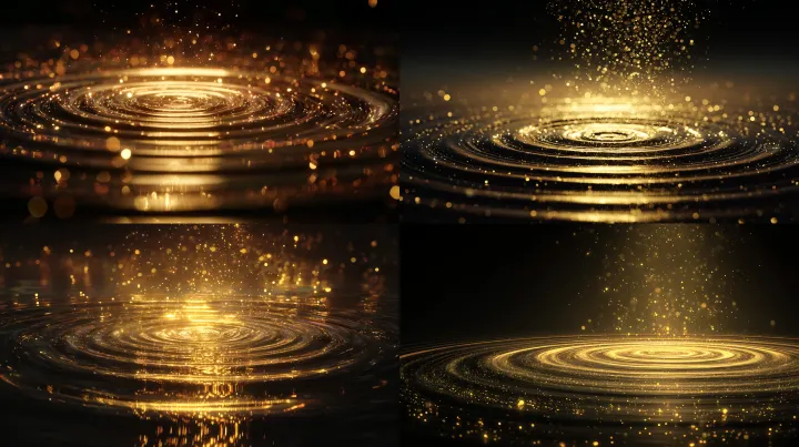 A mystical and spiritual scene. Golden particles o