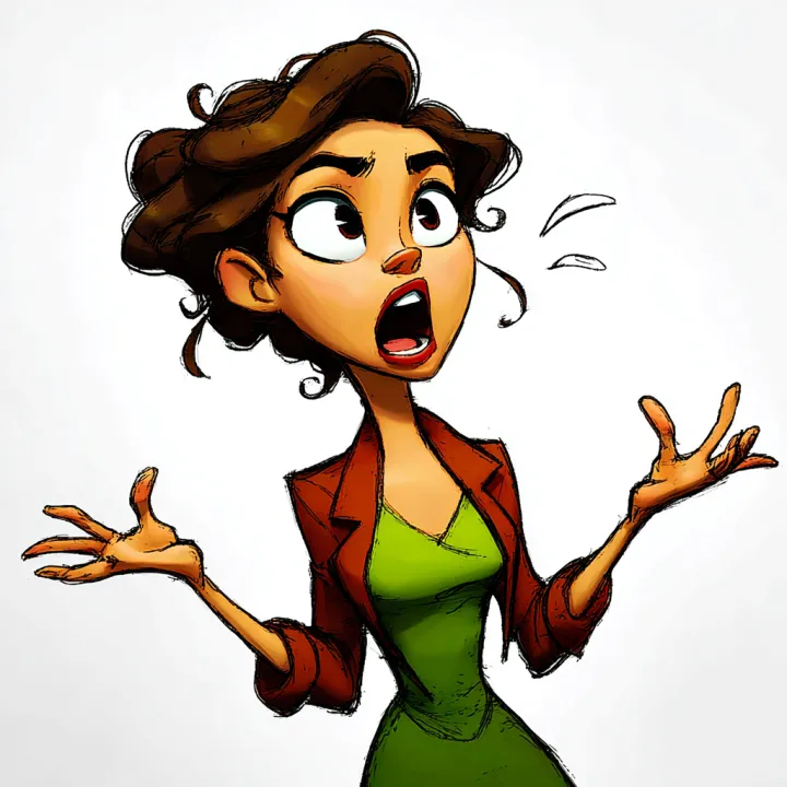 Cartoon style illustration of a woman talking quic