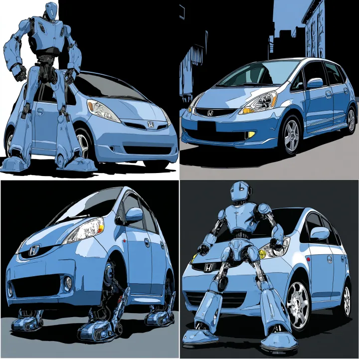 transformer car robot of a light blue 2008 Honda F