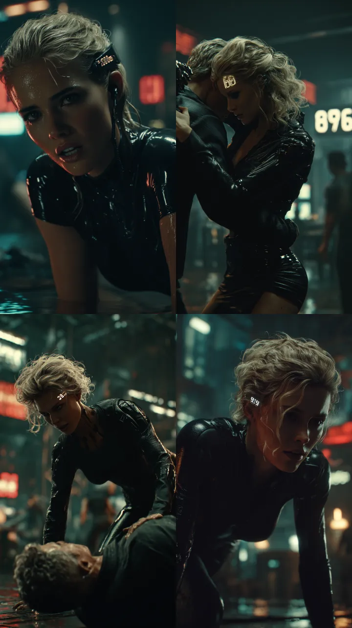 Wide cinematic action scene from a realistic futur