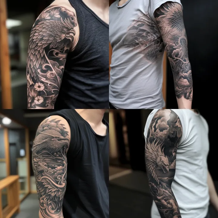 a black and grey tattoo in Japanese style . This i