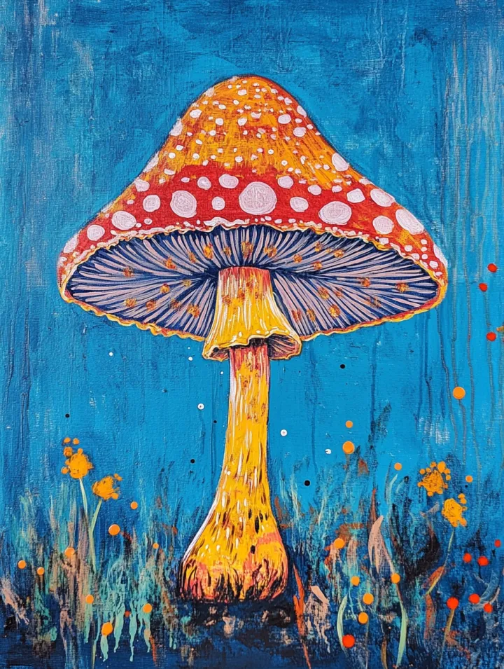 study acrylic painting of a beautiful psychedelic 