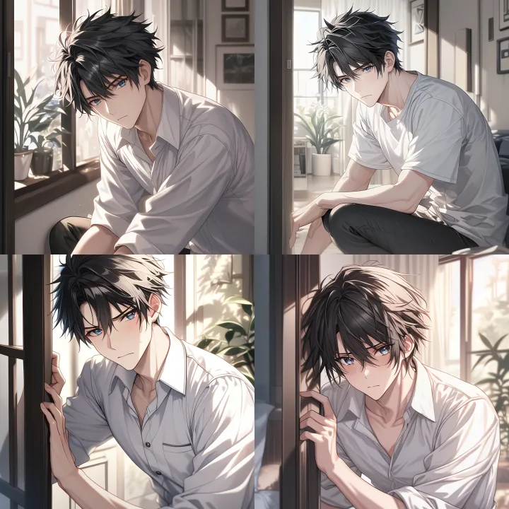 A handsome man with short black hair, a 20 year ol