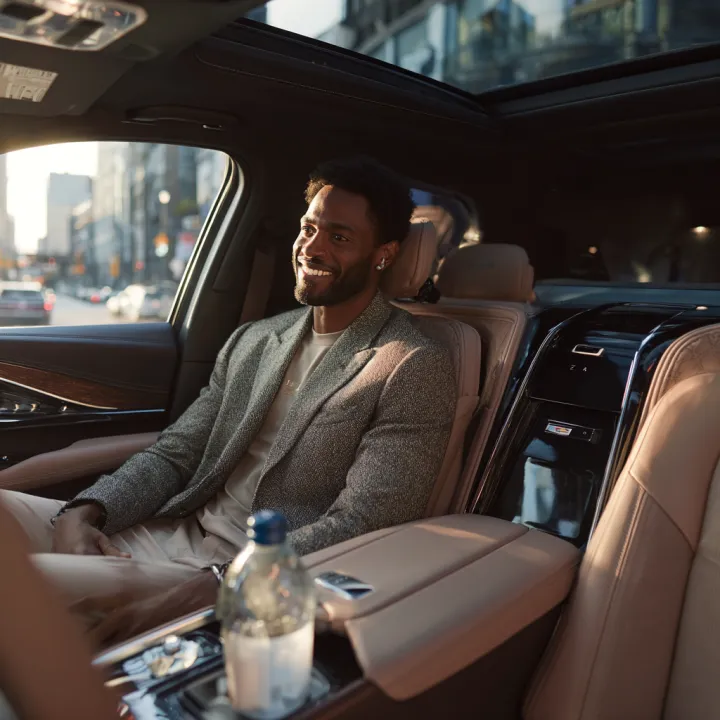 Inside a luxurious Cadillac Lyriq EV, vertical vie