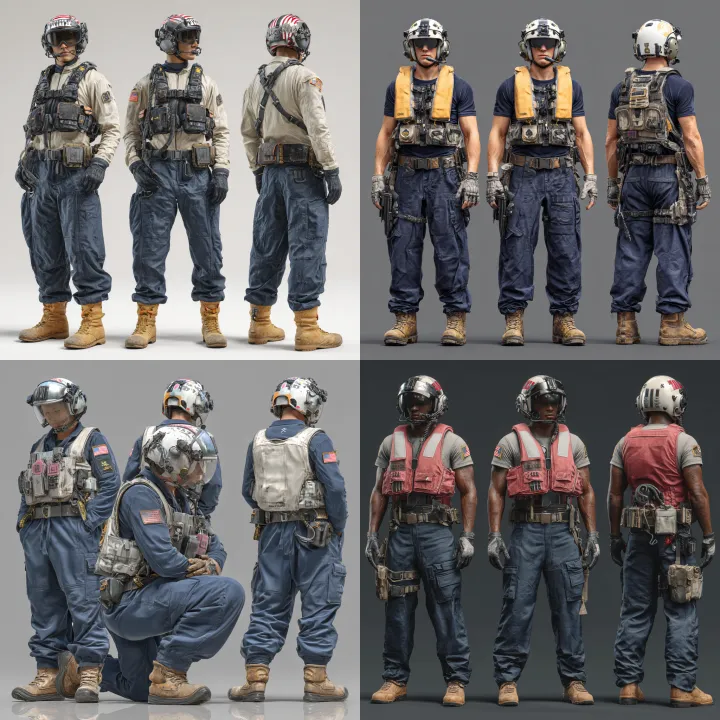 Ultra realistic character turnaround sheet, aircra