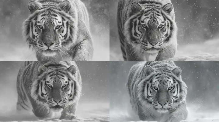 Close-up of a Siberian tiger walking directly towa
