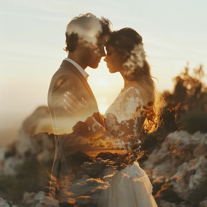 double exposure photo of a man seen from behind in