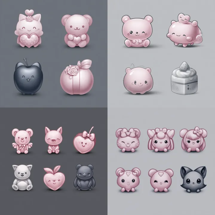 cute stickers pink theme digitally painted --sref 