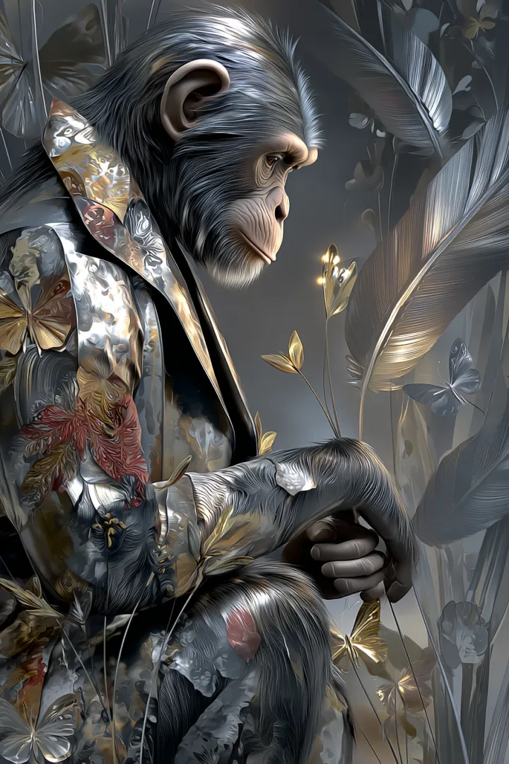 chimpanzee--head and shoulders--highly detailed--s