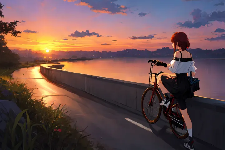 Sunset Ride by the Riverside