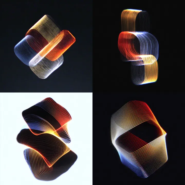 Abstract flat shapes stacked and staggered in 3D s