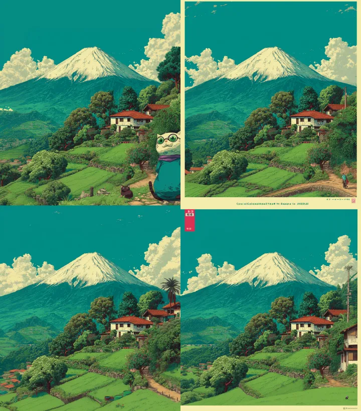 a highly exaggerated illustration of Mt. Fuji, onl