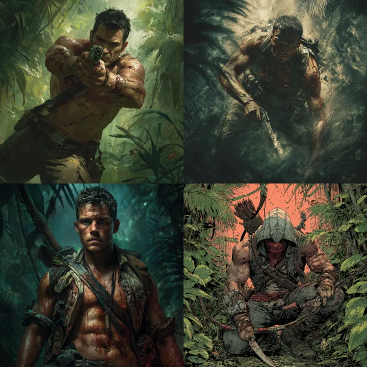 ripped masculine crusader / hunting an evil predat