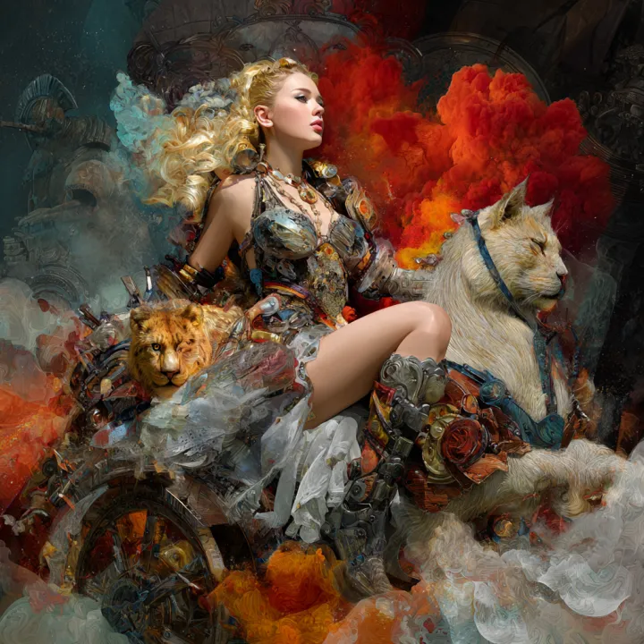 Pop-surrealist style mixed with Frank Frazetta art