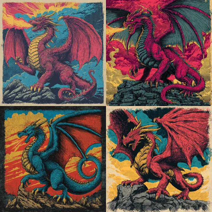 Majestic dragon in full-body stance, massive wings