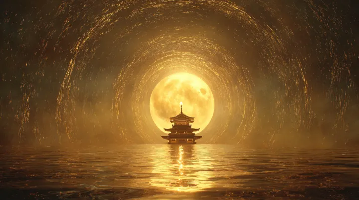 A mystical and spiritual scene in cinematic 16:9 w
