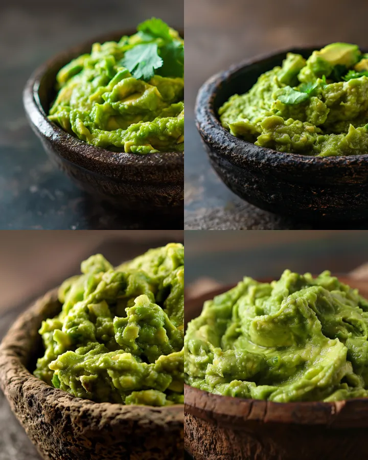 Hyper-realistic close-up of freshly made guacamole