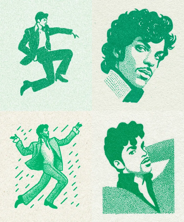 The artist formerly known as Prince. Dramatic pose