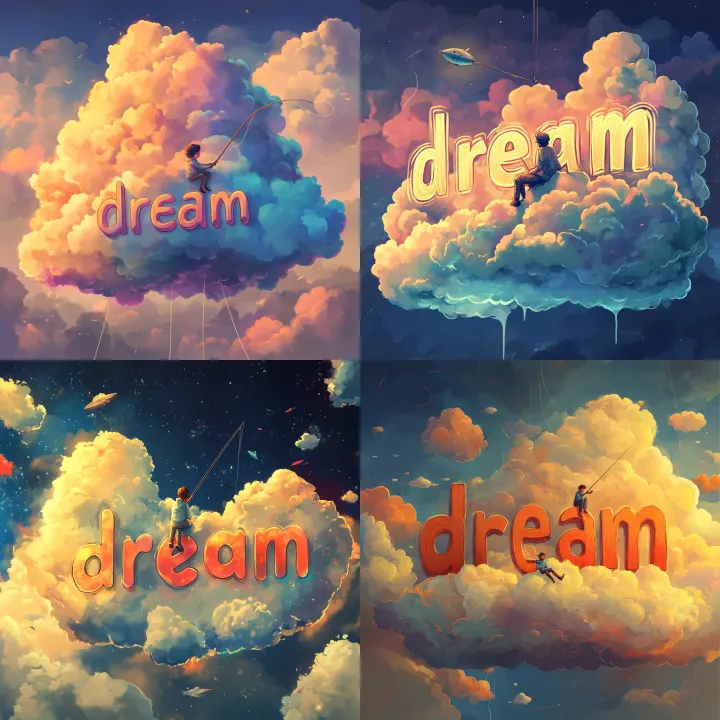 fantasy, colorful clouds floating in the sky, a sm