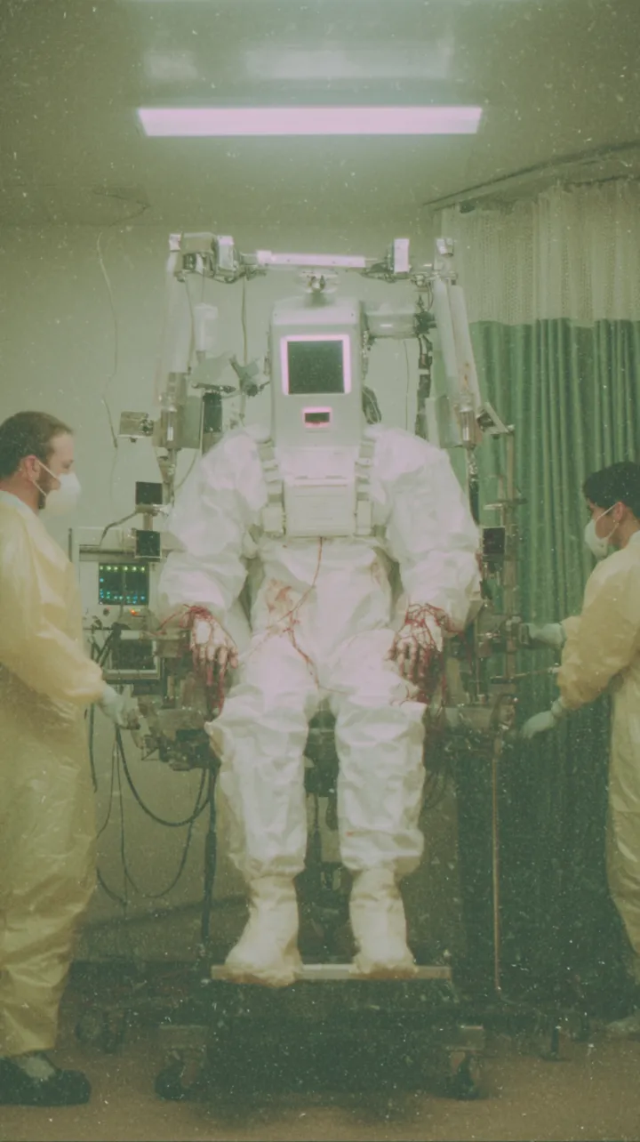 Ultra-realistic laboratory scene, a restrained tes